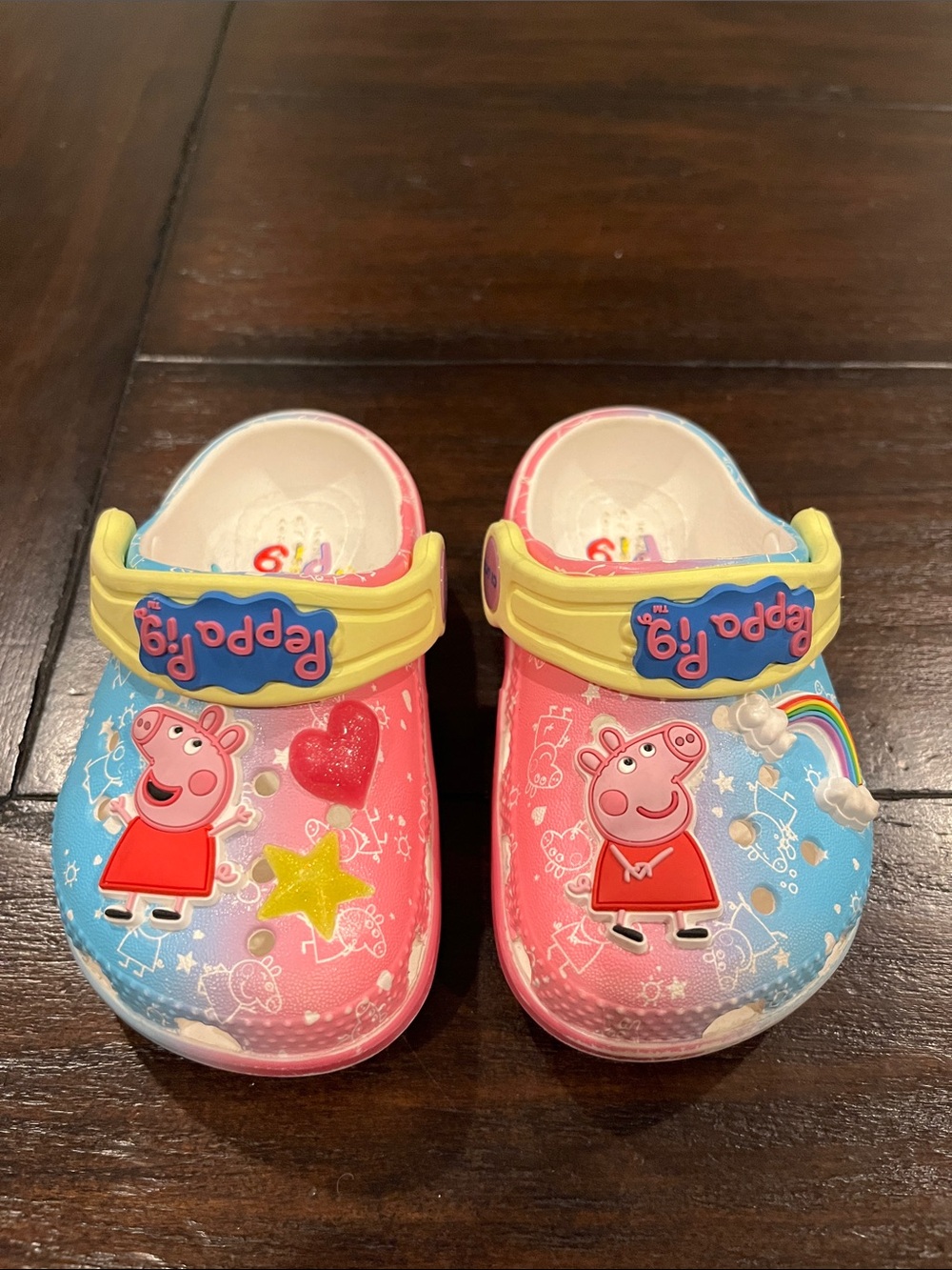 Peppa Pig Pink, Blue & Yellow Kids Crocs Slip-On Clogs